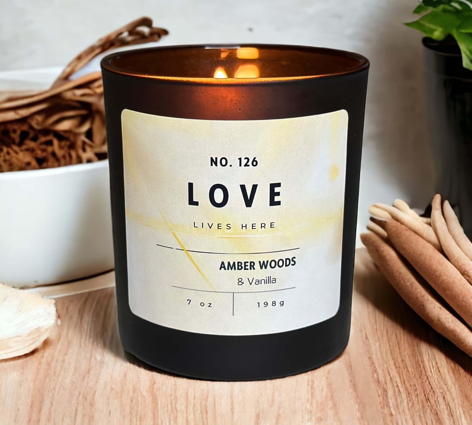 Love lives here candle. Citrus, amber and Vanilla candle