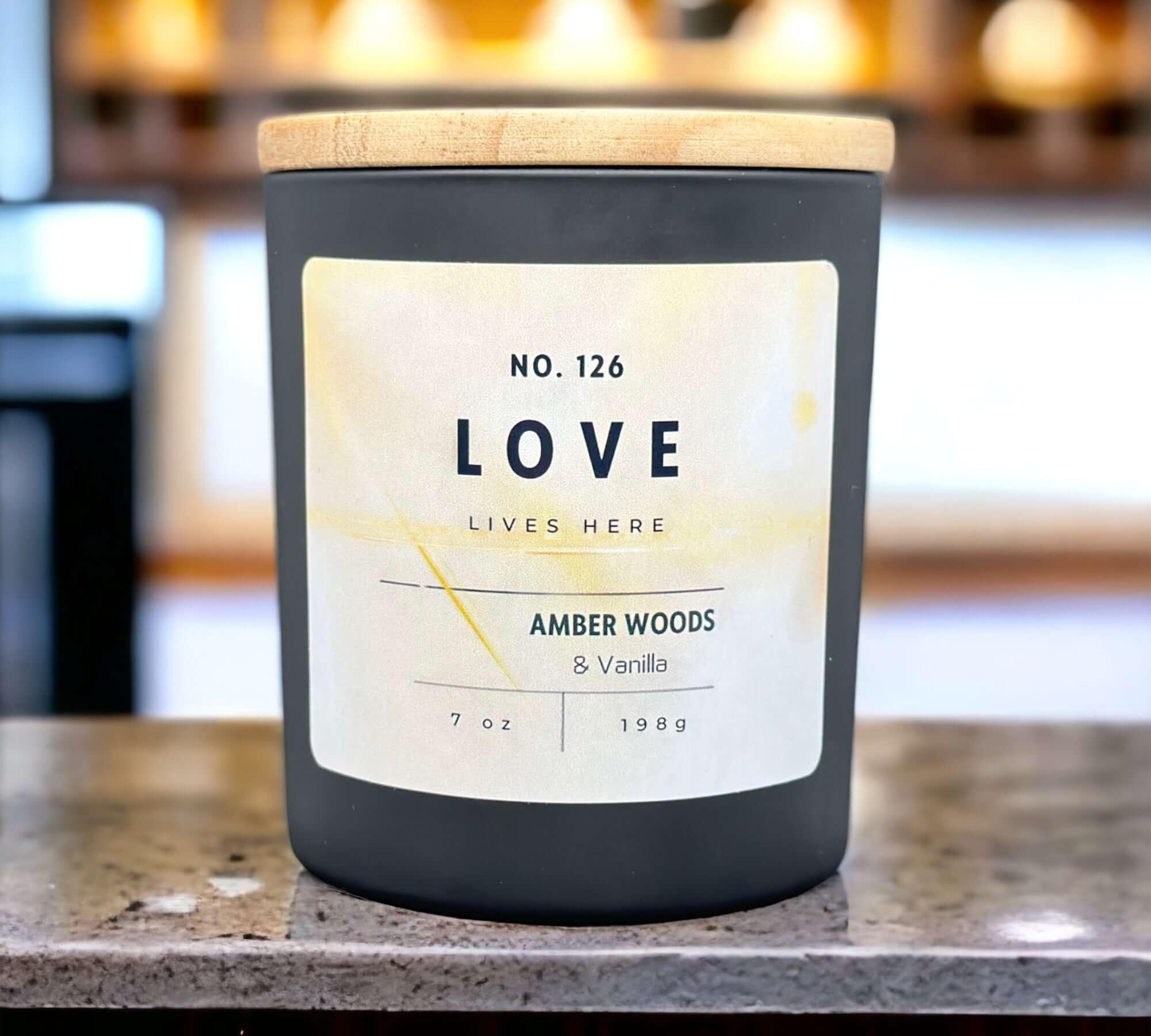 Love lives here candle. Citrus, amber and Vanilla candle