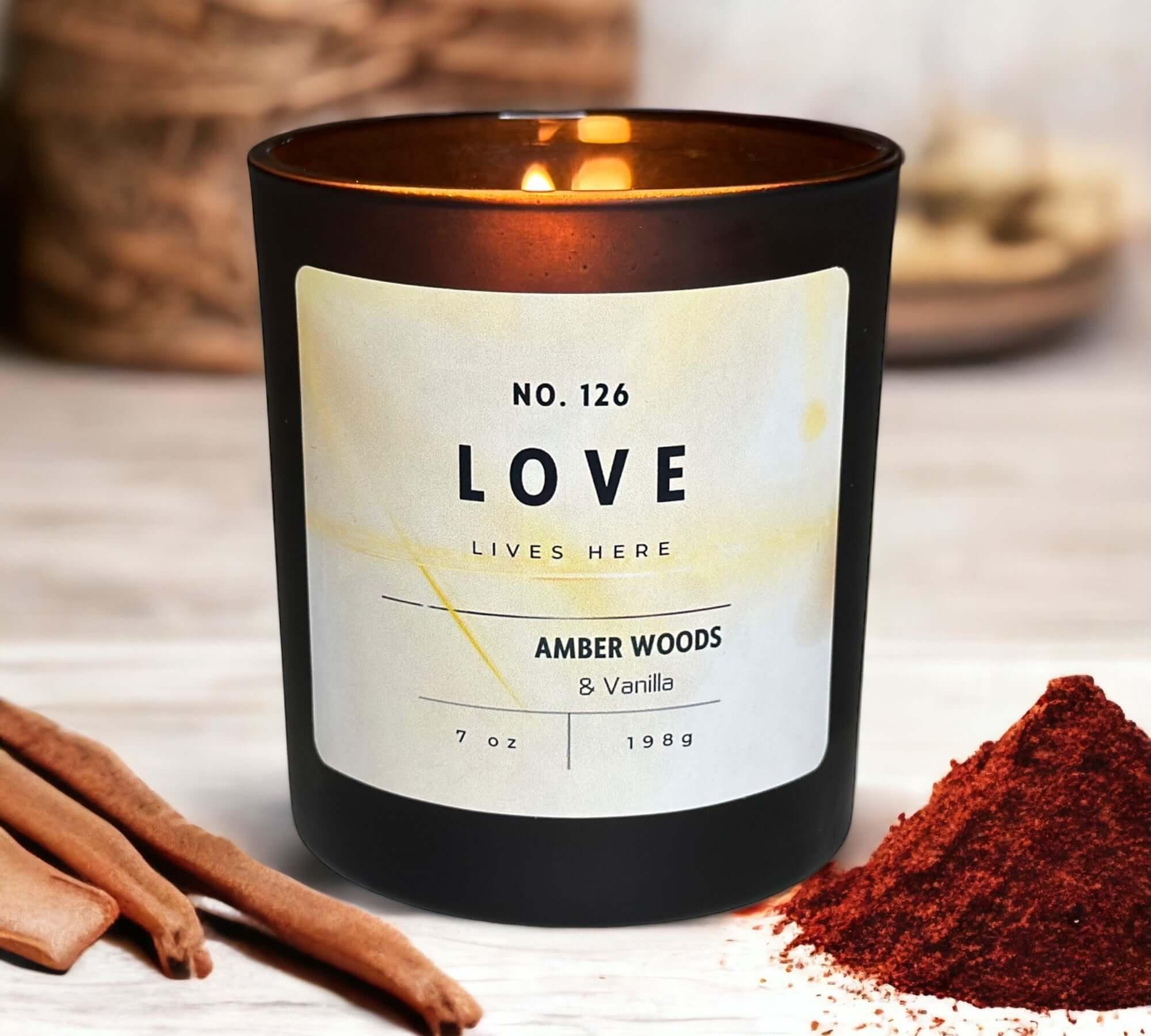 Love lives here candle. Citrus, amber and Vanilla candle